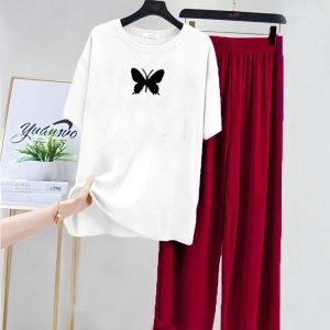 night suit – comfortable 2 piece printed cotton jersey set