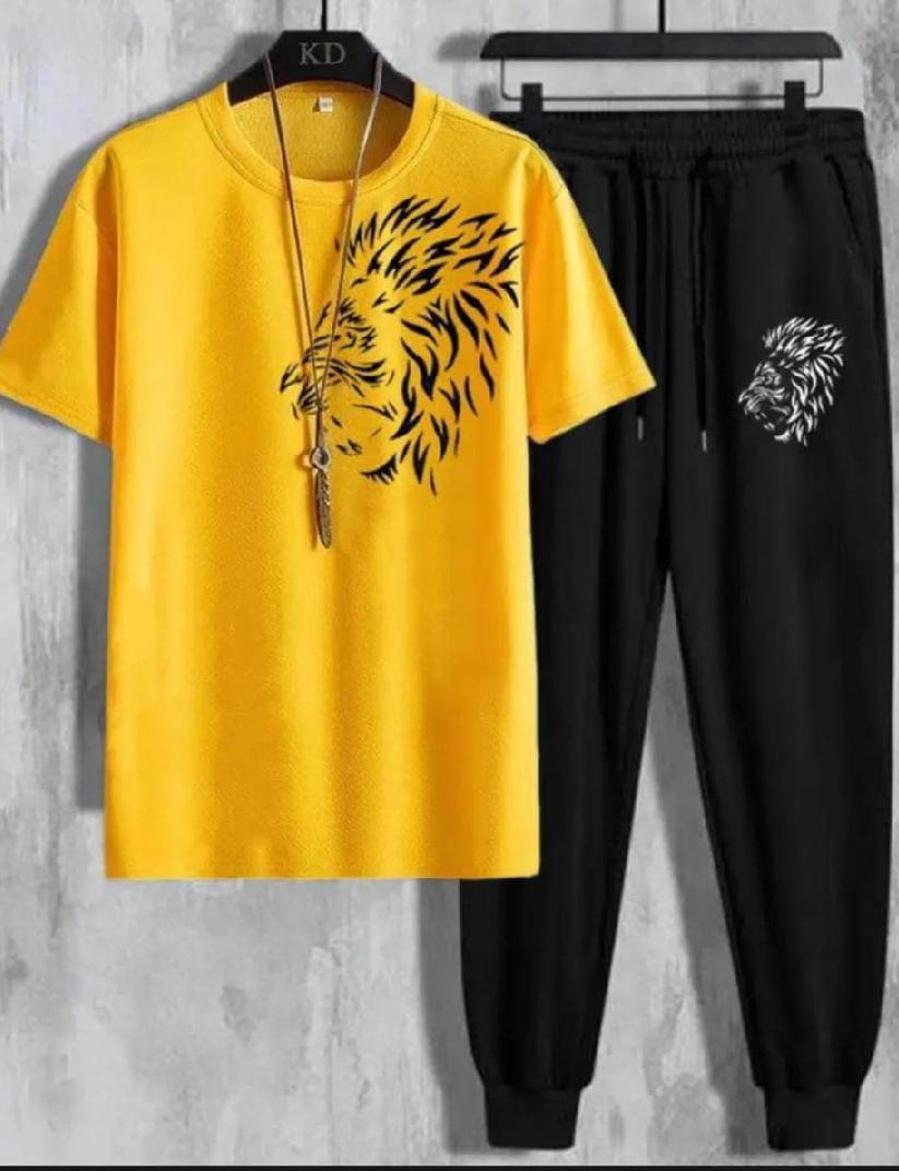 men's polyester printed track suit 2 pcs