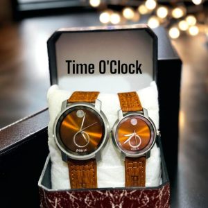 premium leather couple watch