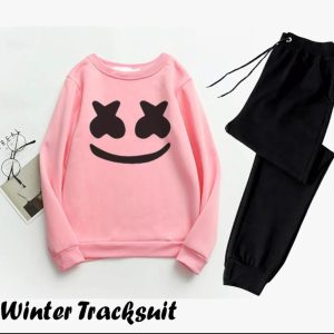 2 pcs men's fleece printed sweatshirt track suit