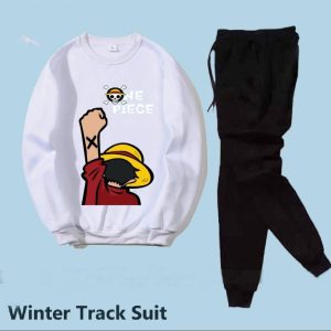 2 pcs men's fleece printed sweatshirt track suit