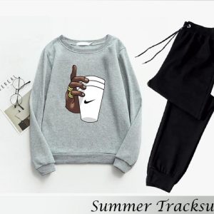 2 pcs men's fleece printed sweatshirt track suit