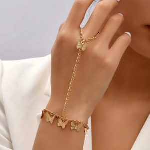 gold plated butterfly hanging charm bracelet 1 pc adjustable modern design