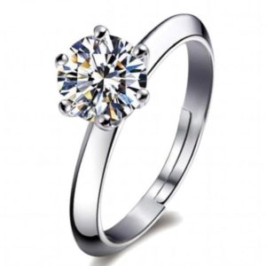 silver plated zircon adjustable ring