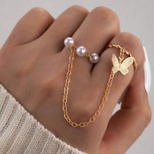 gold plated adjustable rings set