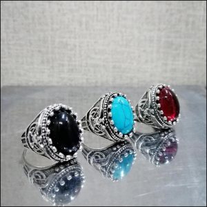 turkish design fashion stone rings for men pack of 3
