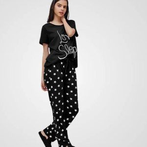 2 pcs women's stitched printed night suit