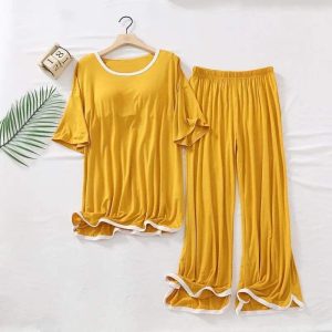 2 pcs women's stitched cotton jersey printed night suit