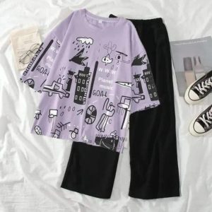 leopard print night suit featuring a cute mickey mouse design