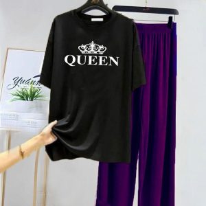 2 pcs women's stitched cotton jersey printed night suit