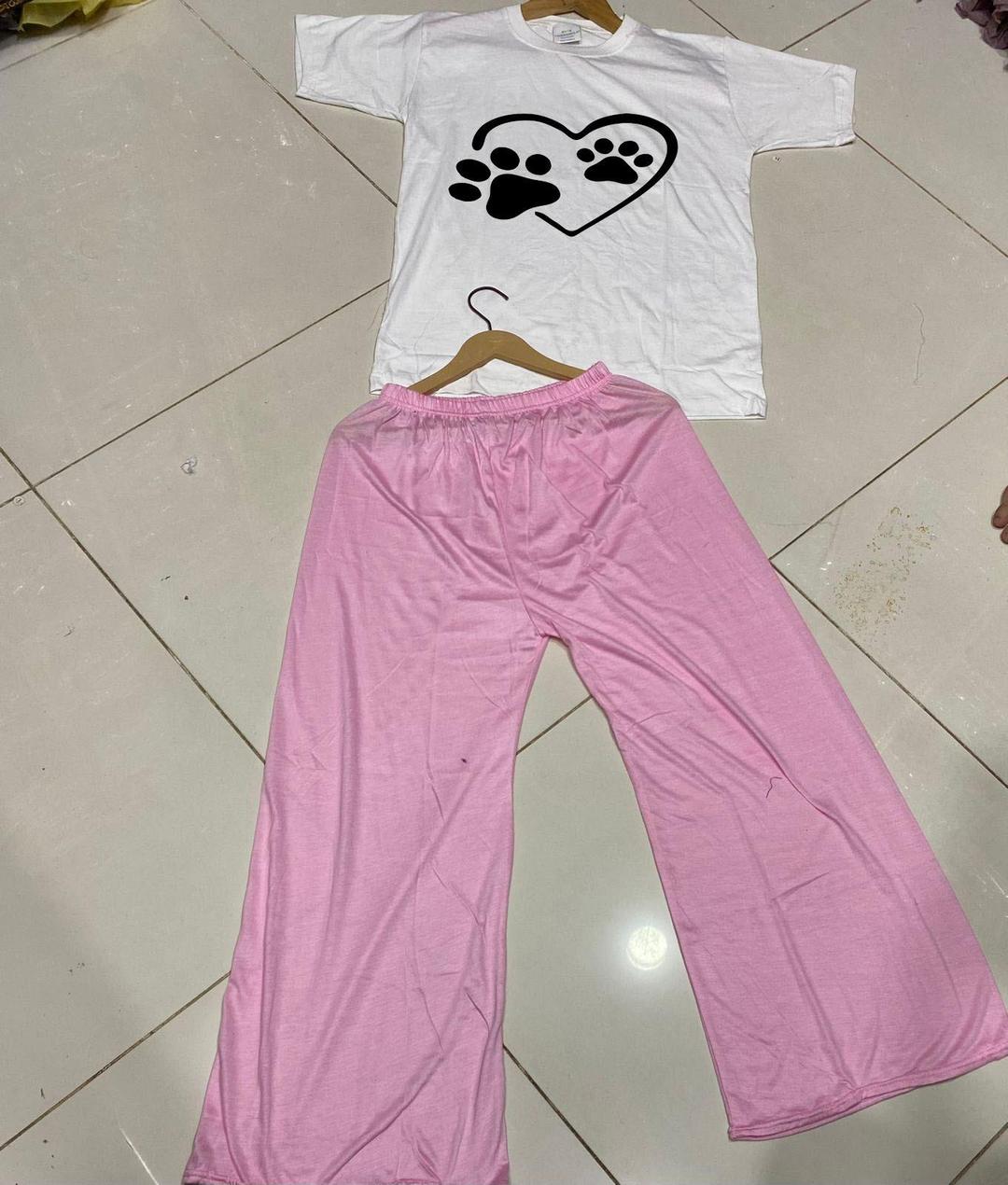 2 Pcs Women's Stitched Cotton Jersey Printed Night Suit - Image 2