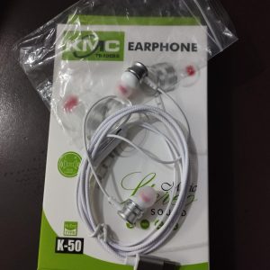 stylish white wired earphones with in built microphone and super bass