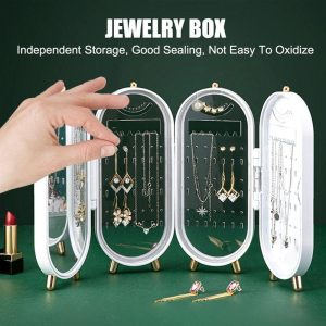 stylish 1 pc modern design jewellery box in white and green