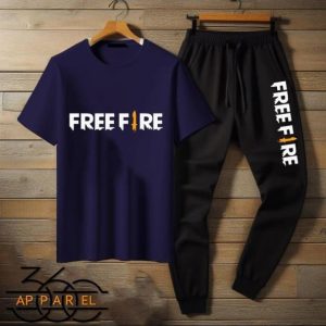 men's printed jersey track suit 2 pcs set in blue