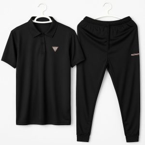 men's dri fit texture track suit 2 pcs set in black