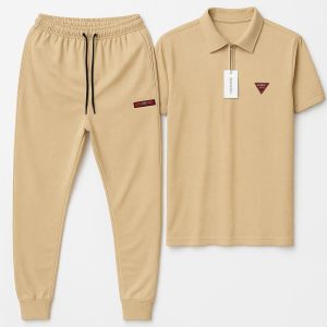 men's dri fit track suit 2 pcs beige texture set