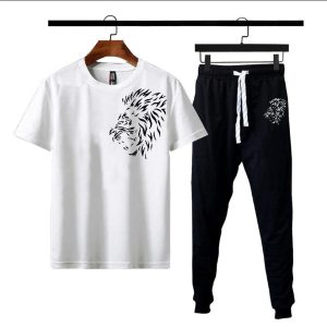 men's polyester printed track suit 2 pcs