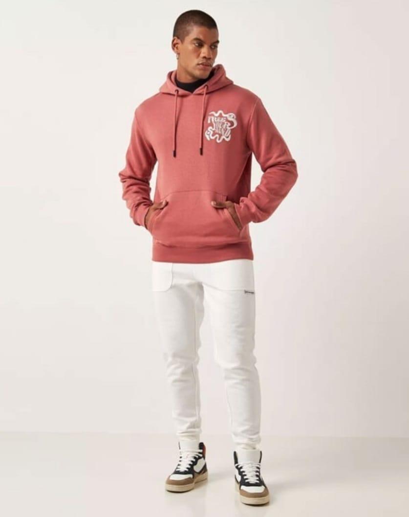 tea pink men's hoodie – stylish cotton embroidered (1 pc)