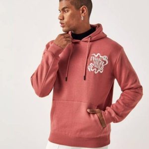 tea pink men's hoodie – stylish cotton embroidered (1 pc)
