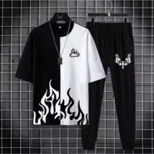 2 pcs men's polyester printed track suit