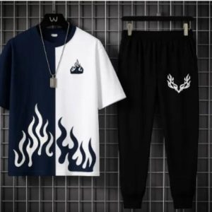 2 pcs men's polyester printed track suit