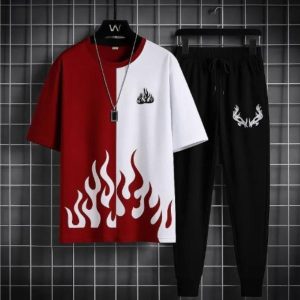 2 pcs men's polyester printed track suit