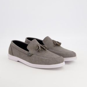 men's leather fancy grey loafers stylish footwear
