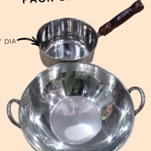 stainless steel pan and pot set, pack of 2