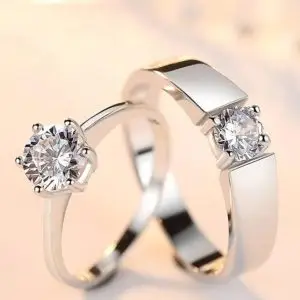 silver plated couple's ring