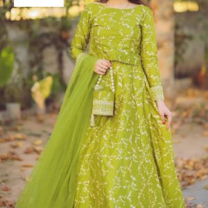 4 pcs women's stitched katan silk embroidered lehenga choli