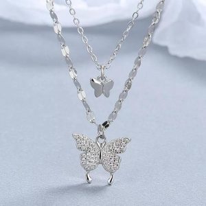 butterfly design gold plated zircon pendant
