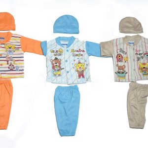 3 pcs unisex cotton printed bodysuits for newborns