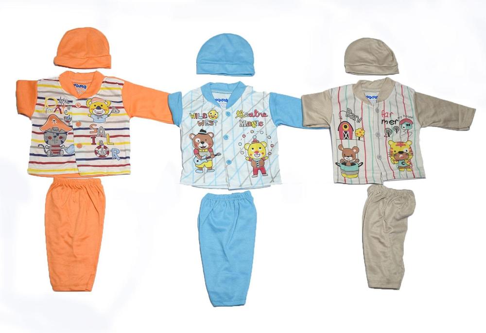 3 pcs unisex cotton printed bodysuits for newborns