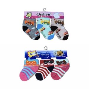 colorful printed wool socks for baby pack of 6