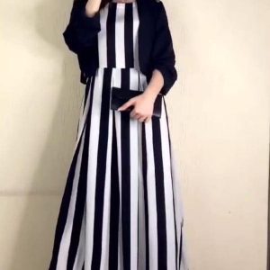 2 pcs women's stitched linen printed maxi koti suit