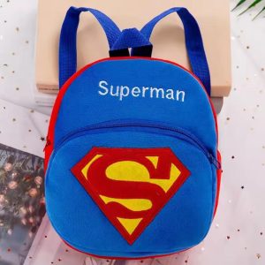stylish blue superman embossed backpack for boys and girls