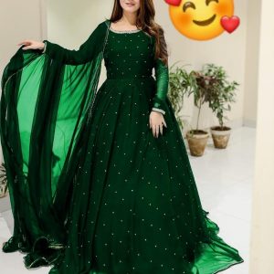 3 pcs women's stitched chiffon patch work maxi suit