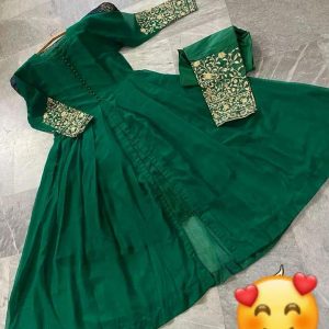 2 pcs women's stitched chiffon embroidered maxi and trouser