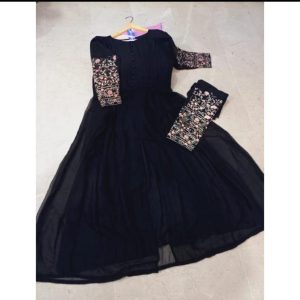 2 pcs women's stitched chiffon embroidered maxi and trouser