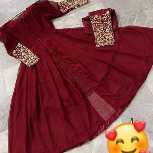 2 pcs women's stitched chiffon embroidered maxi and trouser