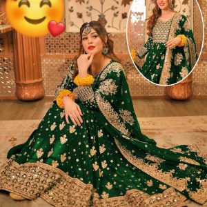 3 pcs women's stitched chiffon embroidered maxi suit