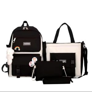 4 pcs girl's nylon backpack set