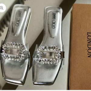 fancy women's synthetic leather flats – 1 pcs in silver