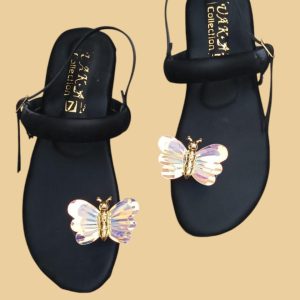 stylish women's fancy fabric kolhapuri chappal 1 pcs in black