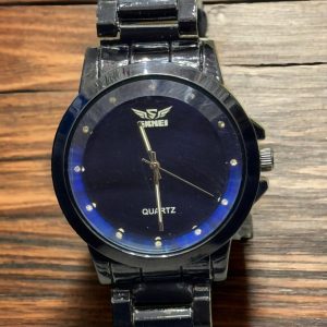 men's quartz round dial analog watch 1 pc chain strap, black stainless steel