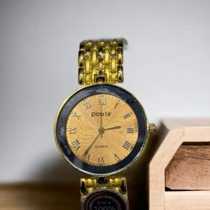 men's quartz round dial golden analogue watch 1 pc
