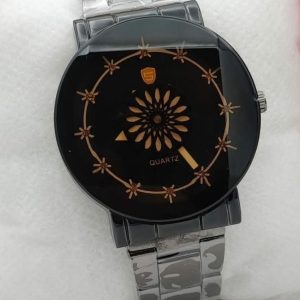 men's black stainless steel quartz watch 1 pc
