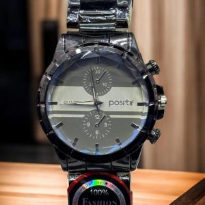 Men's Black Quartz Watch with Chain Strap - 1 Pc