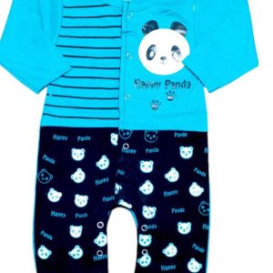 2 pcs unisex stitched denim printed romper set