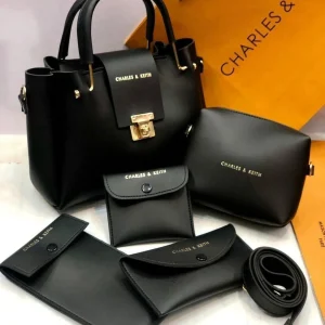 stylish women's leather hand bag set 5 pcs in vibrant colors